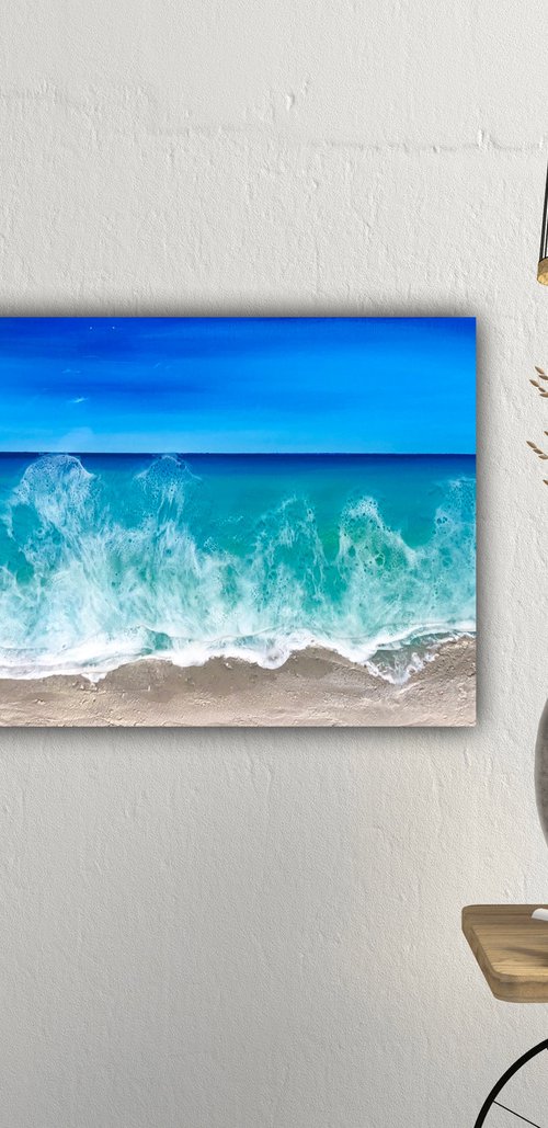 Ocean Waves seascape painting by Ana Hefco