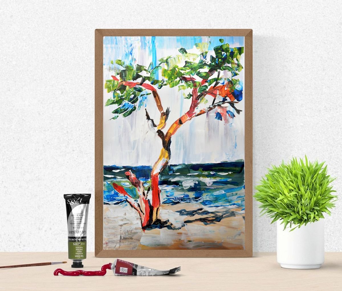 A Tree By The Sea. By Vita Schagen, 17 X 21, Artwork For Sale On Artfinder