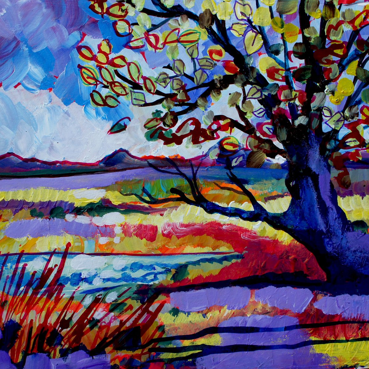 Old Tree By The Water By Julia Rigby, 18 X 18, Artwork For Sale On Artfinder