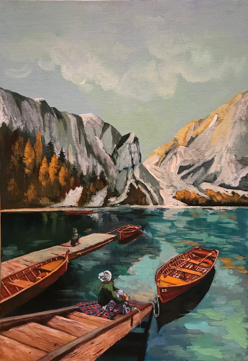 Original oil painting Lake Bries - 35x50x0,5 cm (2019) by Evgeniya Roslik