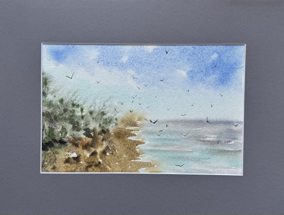 Etude Seascape with seagulls