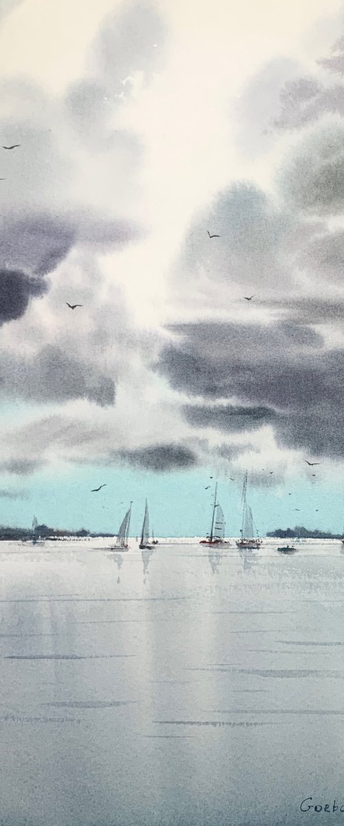 Yachts at anchor  #9 by Eugenia Gorbacheva