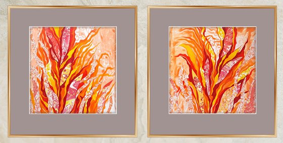 Set of 2 «Flaming Blooms»