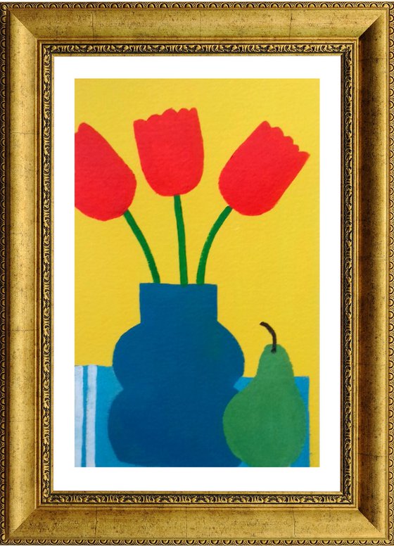 Three Tulips and a Pear