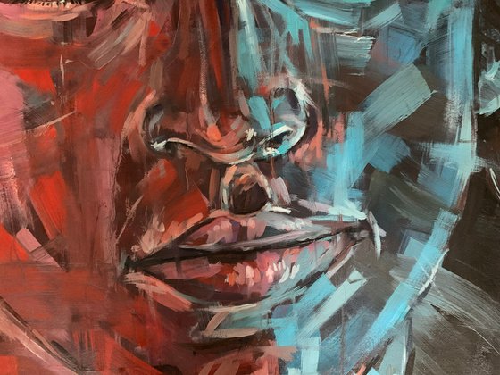 Man face portrait painting male figure