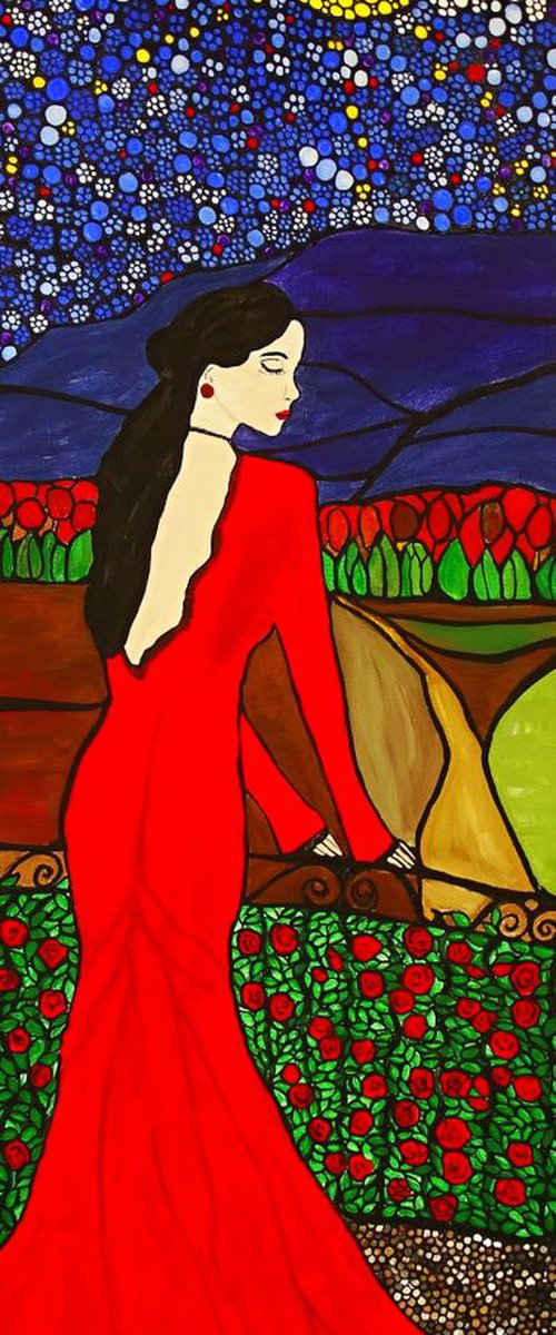 Lady in red dress by Rachel Olynuk