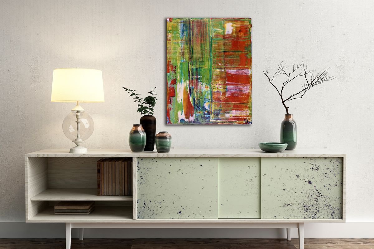 Abstract Acrylic Painting By Nestor Toro, 16 X 20", Forest Doors, Original Artwork