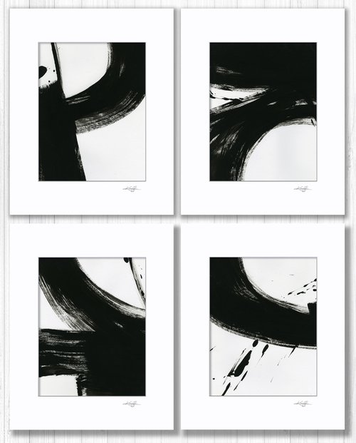 Brush Dance Collection 1 - 4 Minimalistic Abstract Paintings in Mats by Kathy Morton Stanion by Kathy Morton Stanion