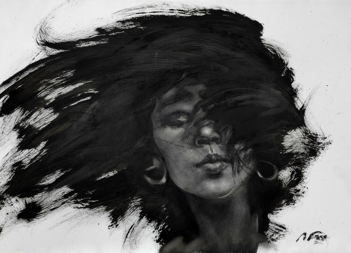 Photorealistic Oil Painting , Black And White_7 By Pavel Guliaev, 29 X 21, Artwork For Sale On Artfinder