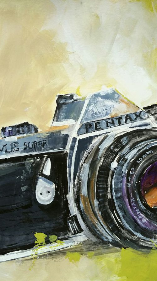 Old Pentax Painting acrylic on paper 42x29,7cm by Henryfinearts