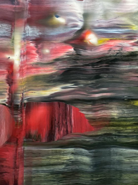 "In A Flurry" - Original PMS Abstract Acrylic Painting On Plexiglass, Framed - 26" x 26"