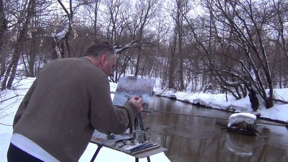 February in Kuzminki. The Churilikha River