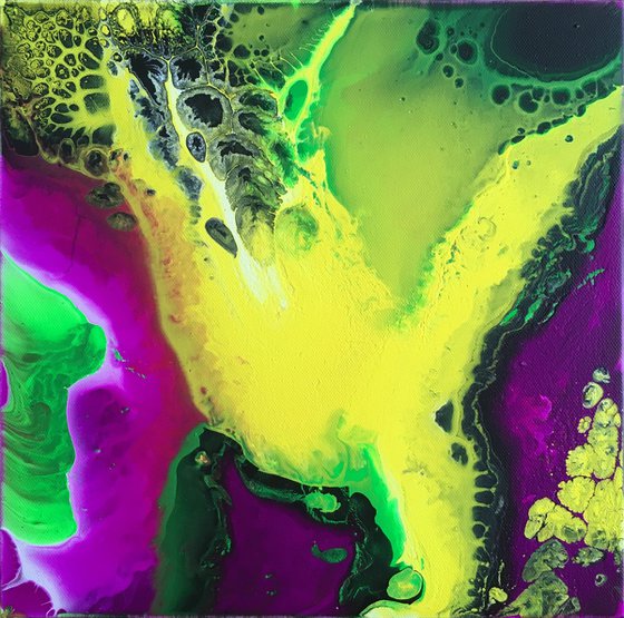 "Purple Pleasure" - FREE USA SHIPPING - Original Abstract PMS Fluid Acrylic Painting, 12 x 12 inches