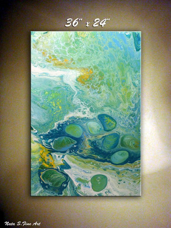 Large Abstract Acrylic pour painting 92 x 61cm