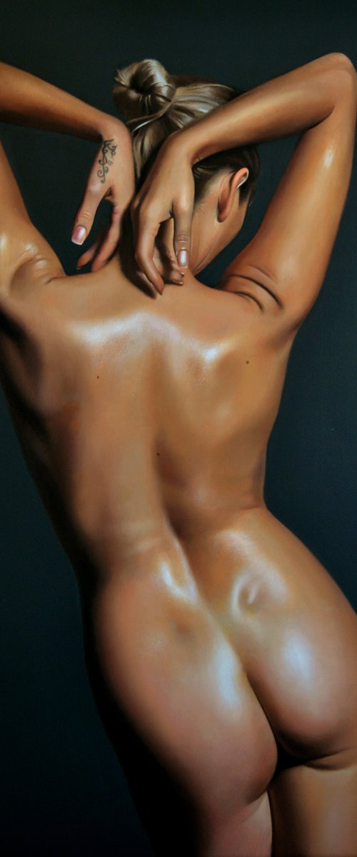 Commissioned Nude , Oil on canvas art by Valeri Tsvetkov