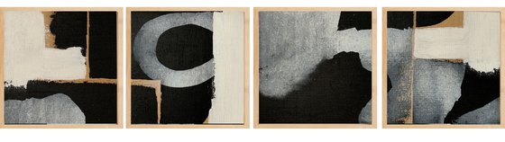 Abstraction No. 3921 -2 XXL black and white - set of 4