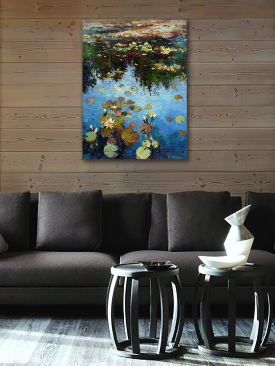 Water lilies Original Oil painting 60 x 80 cm