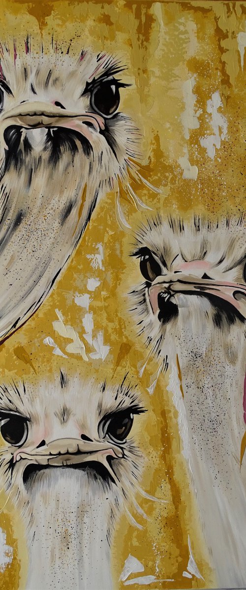 Ostrich family by Livien Rózen
