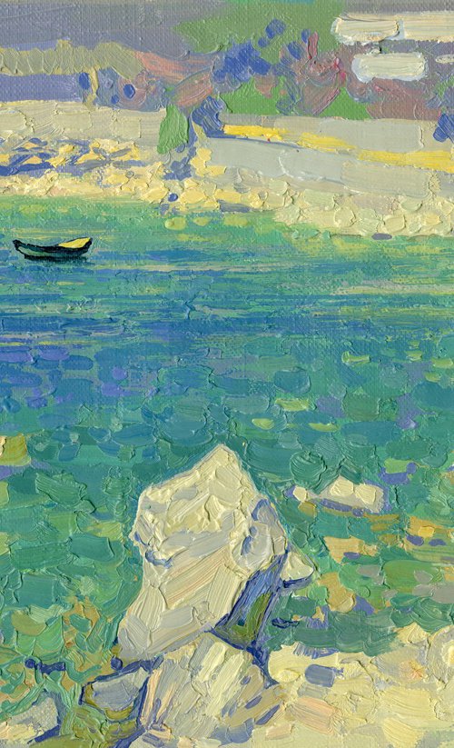 Stones and a boat by Simon Kozhin