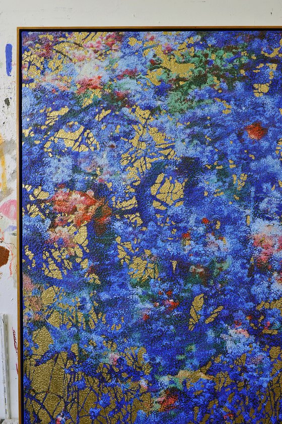Cobalt & Gold cherry blossom