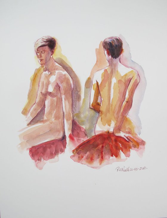 seated female nude 2 poses