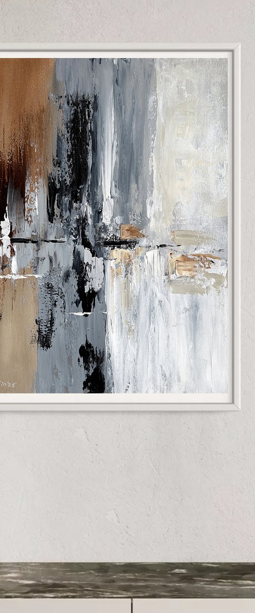 Sienna Grey Beige abstract by Tatiana Malinovscaia