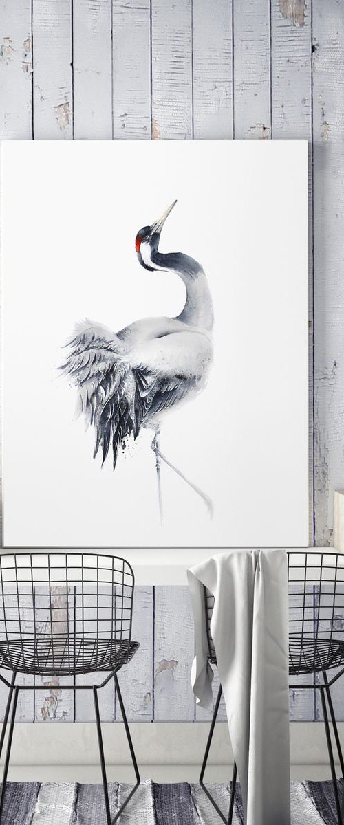 COMMON CRANES bird, birds, animals, wildlife watercolour painting by Karolina Kijak