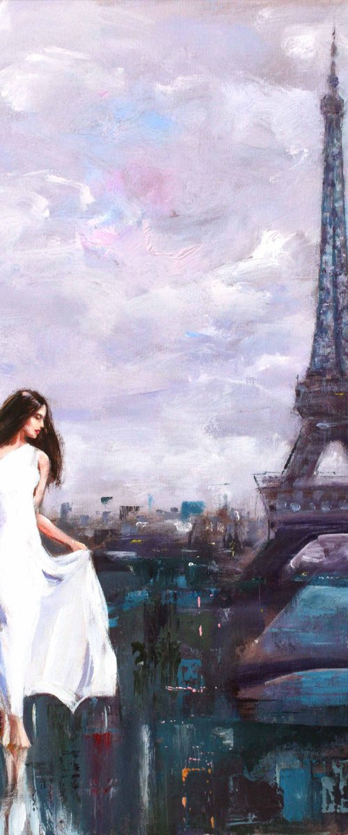 "MY PARIS ... " ORIGINAL PAINTING , GIFT,WOMAN, OIL ON CANVAS, PARIS by mir-jan