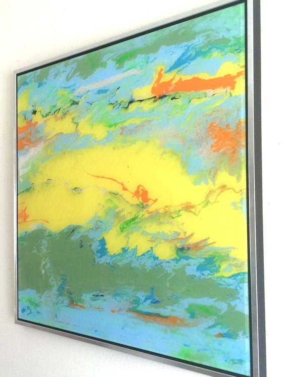 Abstract Painting Contemporary Original art on Plexiglass One of a kind  Framed  Ready to Hang Signed with Certificate of Authenticity