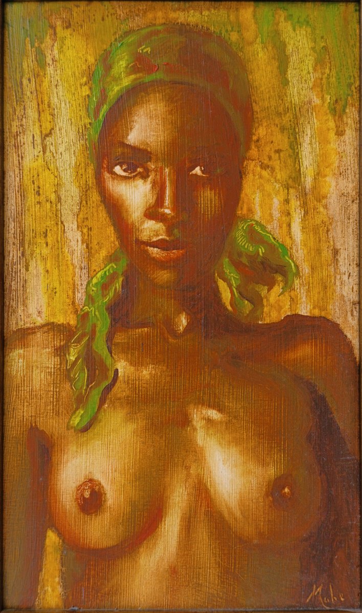 Expressive Portrait Oil Painting By Isabel Mahe, 9 X 13, Bandana, Original Artwork