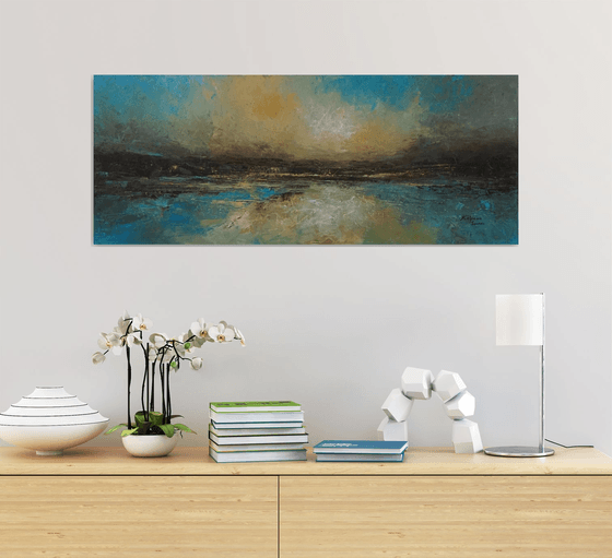 Hopeful Shore  (Panoramic Seascape, 100x40cm)