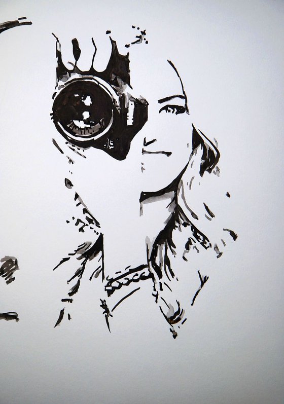 Girl with camera /42 x 29.7  cm