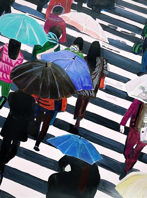 Rainy street / 101 x 57 cm by Alexandra Djokic