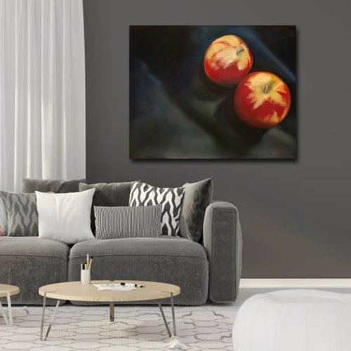 Oil Painting Still Life - Two Apples iv by Matthew Withey