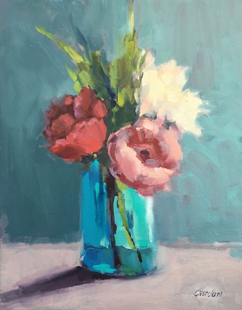 Still Life on a Blue Vase by Claudia Verciani