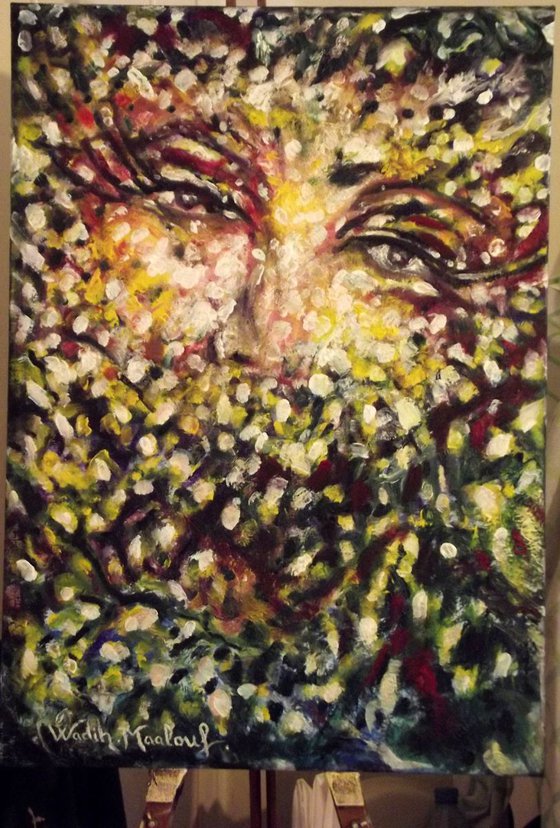 FOLIAR FEMININ LOOK (Foliar Portray) - Illusionistic figure-Extracting shapes and forms from Lebanese nature - 50x70 cm