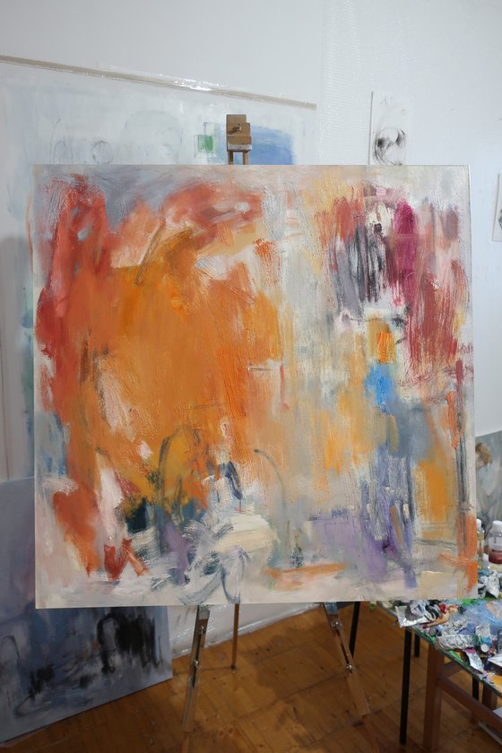 Abstract oil painting Orange