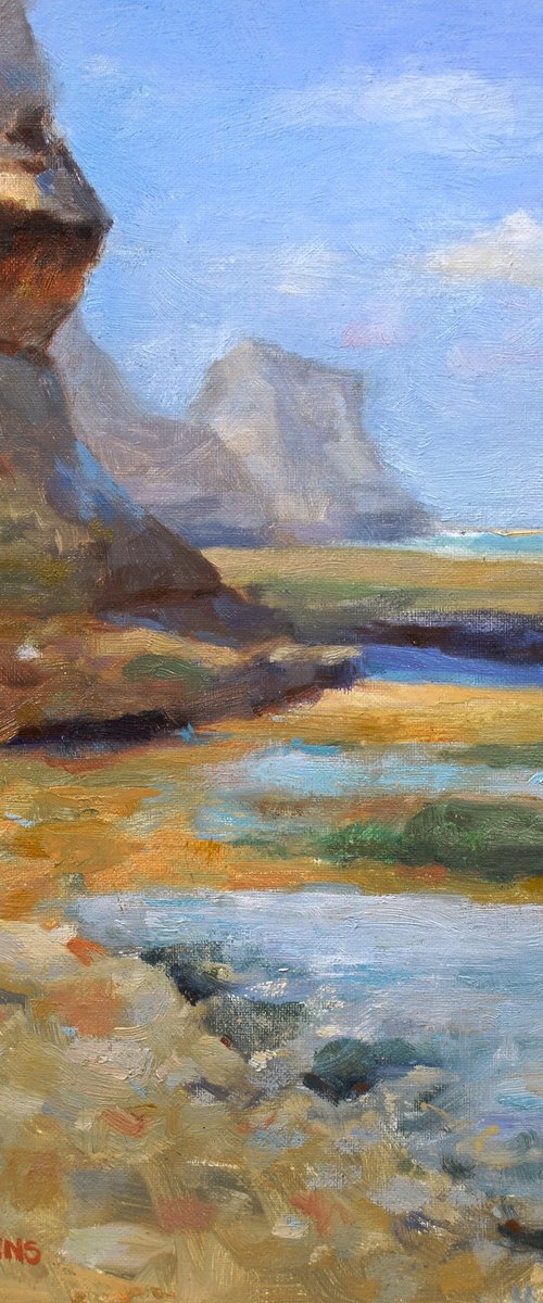 Impressionist cliffs and ocean oil painting Charente-Maritime Coast by Gav Banns