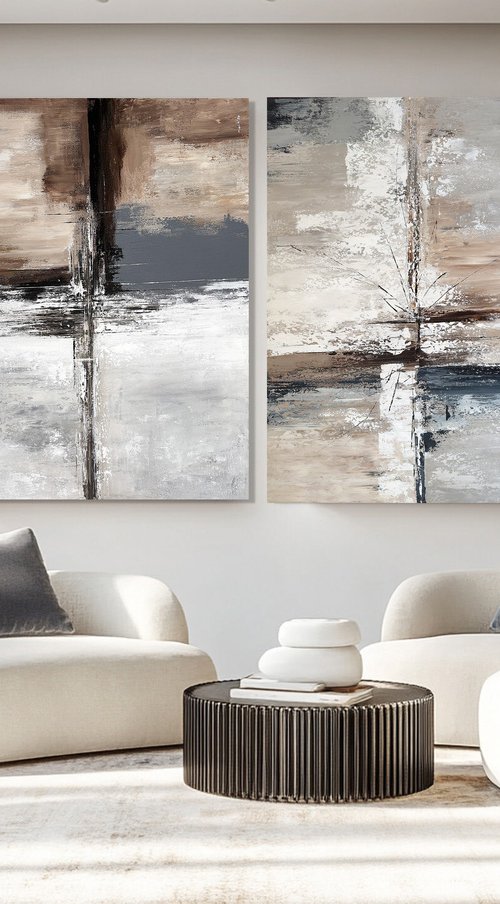 Fragments of Structure. Neutral Diptych by Tatiana Malinovscaia