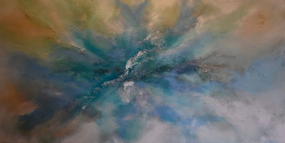 Abstract Acrylic Painting By Tamara Bettencourt, 48 X 24", Leave It To The Breeze, Original Artwork