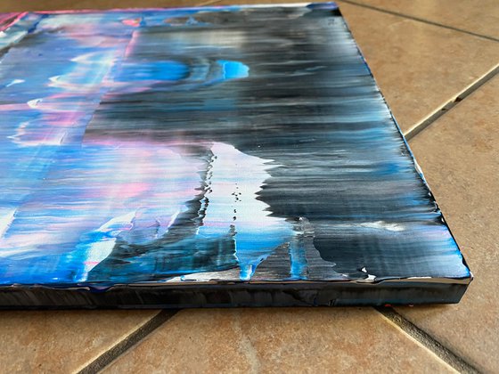 "From The Ice Age To The Pink Age" - FREE USA SHIPPING - Original PMS Abstract Acrylic Painting On Reclaimed Wood Panel - 14" x 24"