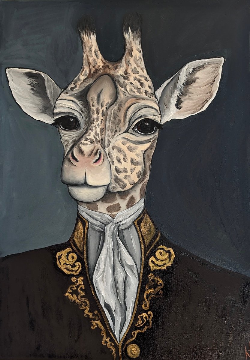 Expressive Animal Oil Painting By Anastasiia Novitskaya, 20 X 28, Leo, Original Artwork