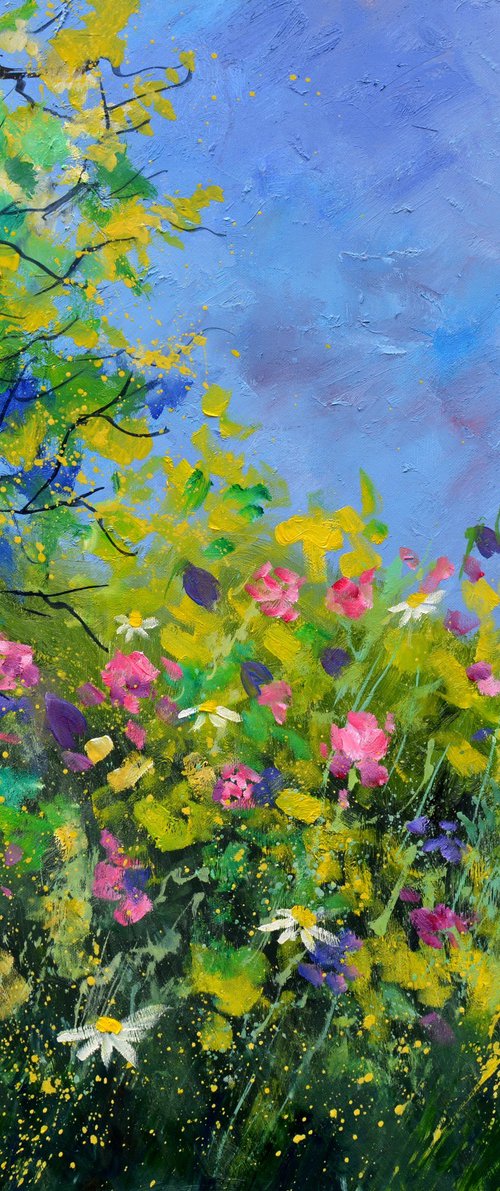 Pink and yellow flowers by Pol Henry Ledent