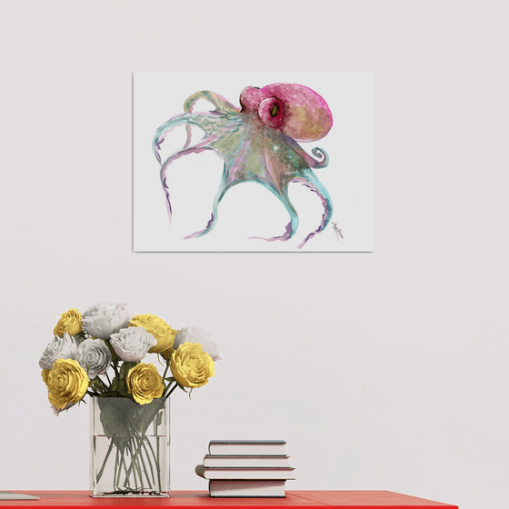 Octopus, Pink and Turquoise Shades