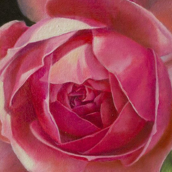 "Margo"  rose flower pink  realism liGHt original painting   GIFT (2018)