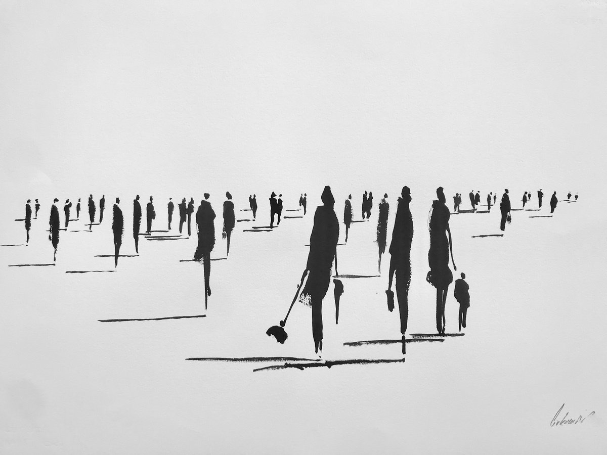 Portrait Ink Drawing By Tihomir Cirkvencic, 30 X 22", Impact Figures #18, Original Artwork