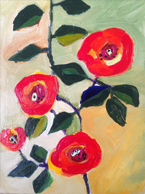 Climbing Rose 9 X 12 inch Canvas