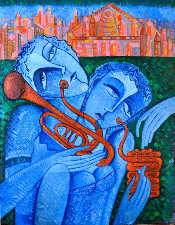 Blue Lovers 2020 Oil Painting By Van Hovak Artfinder