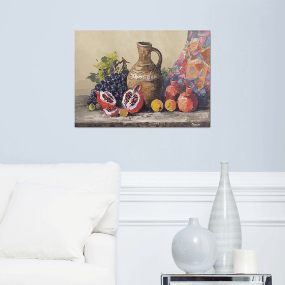 Clay Jug and Autumn Fruits