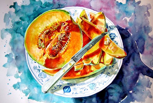 Melon still life by Kovács Anna Brigitta
